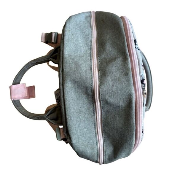 Disney Baby Minnie Mouse Multi-Pocket Diaper Bag Backpack- Grey and Pink - Picture 7 of 13